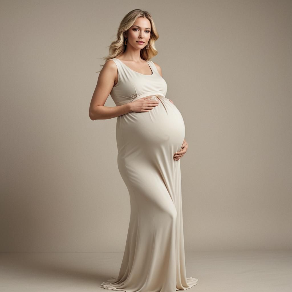 Slender Woman 15 Months Pregnant with Quadruplets