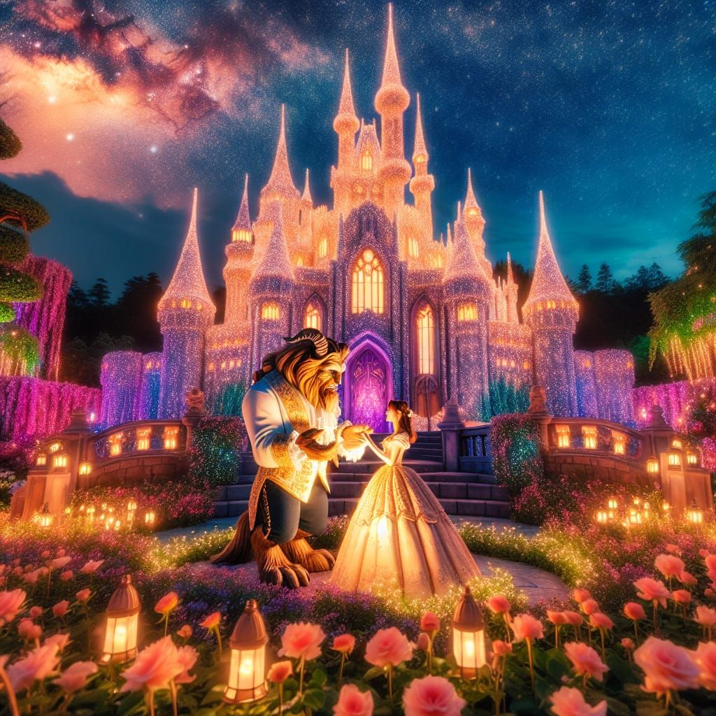 Beauty and the Beast Fairy Tale Castle Scene