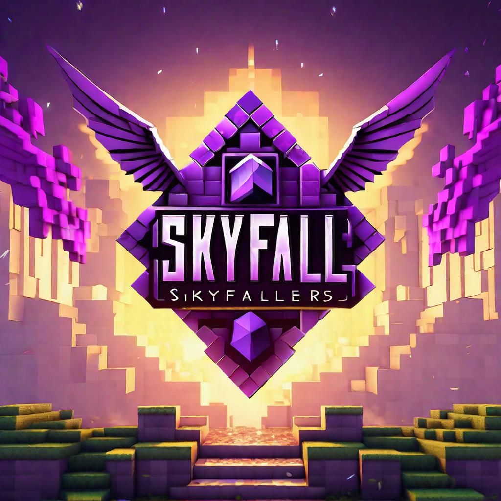 Minecraft SkyFallers Logo with Magic, Dark Fantasy Art