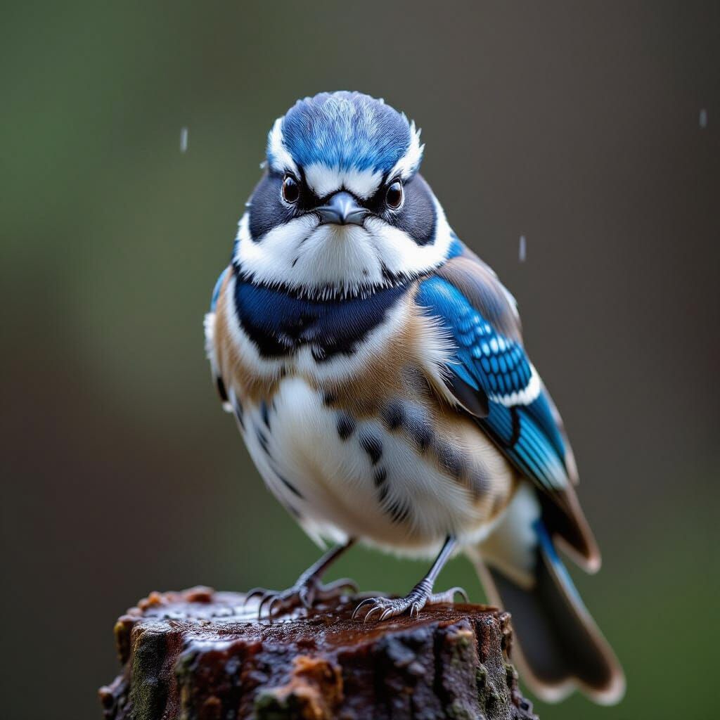 Photorealistic Close-Up Of Elegant Blue And White Bird
