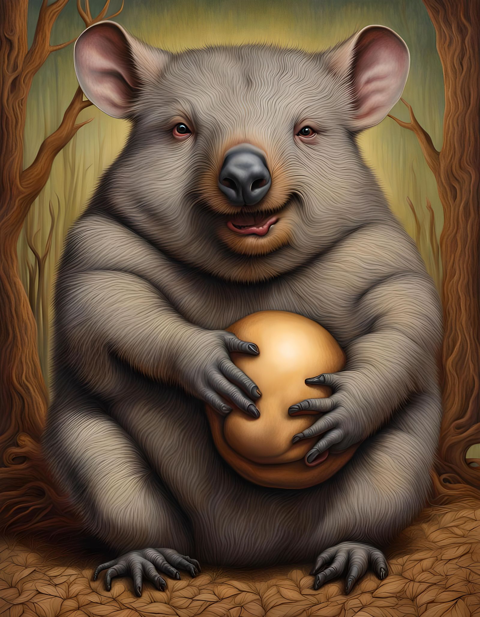 Massurrealist Wombat in a Surreal Landscape