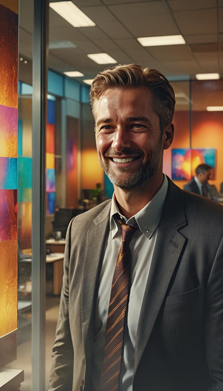 Hyperrealistic HR Manager with a Smile in Office