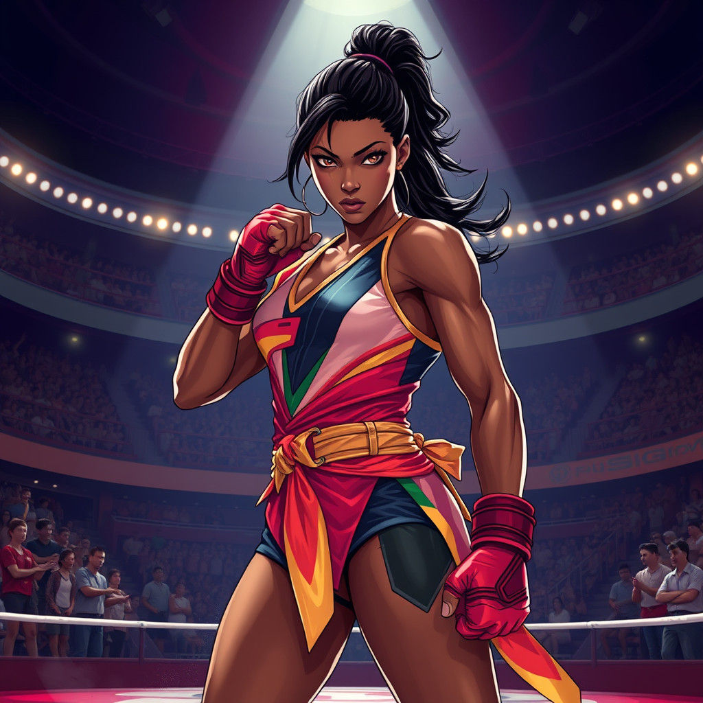 Creole Woman Fighter in Studio Trigger Style