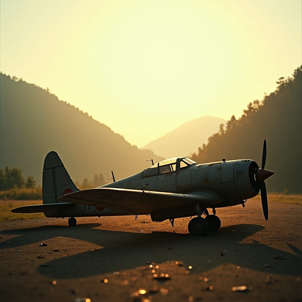 Abandoned Japanese Fighter Plane on Chinese Airstrip