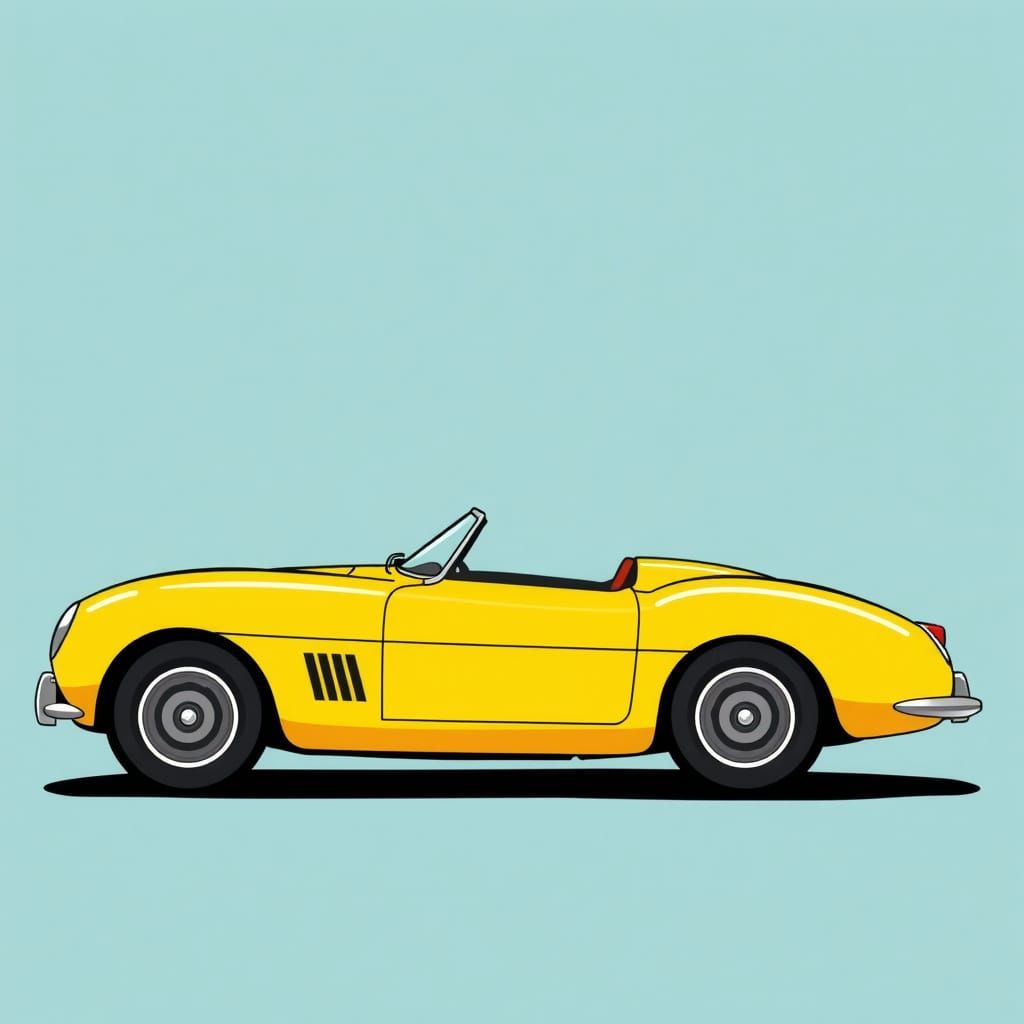 Retro 1950s Cartoon-Style Ferrari