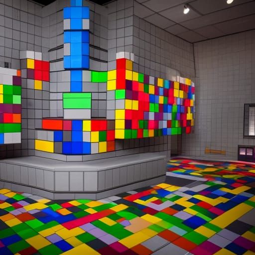 Tetris Block Museum in Minecraft Setting