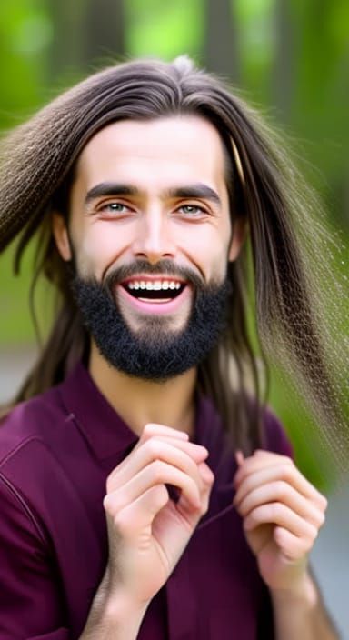 Young Man with Wet Hair in Sunlight, Professional Photograph...