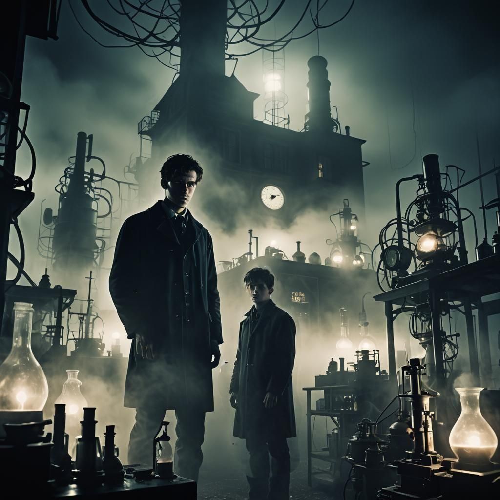 Horror-Themed Laboratory Equipment Illustration