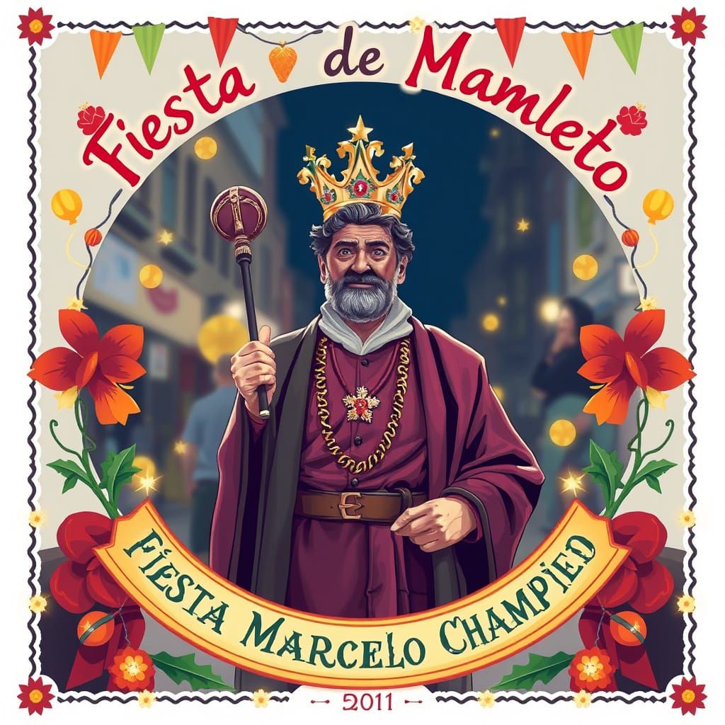 Festive Digital Art of Marcelino in Purple Robe