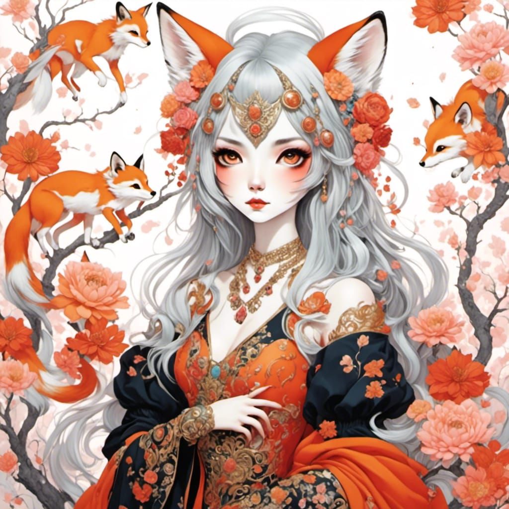 Kitsune Girl Generated with LoRA Model