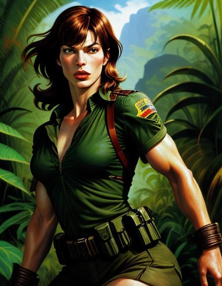 Special agent Milla Jovovich in the jungle