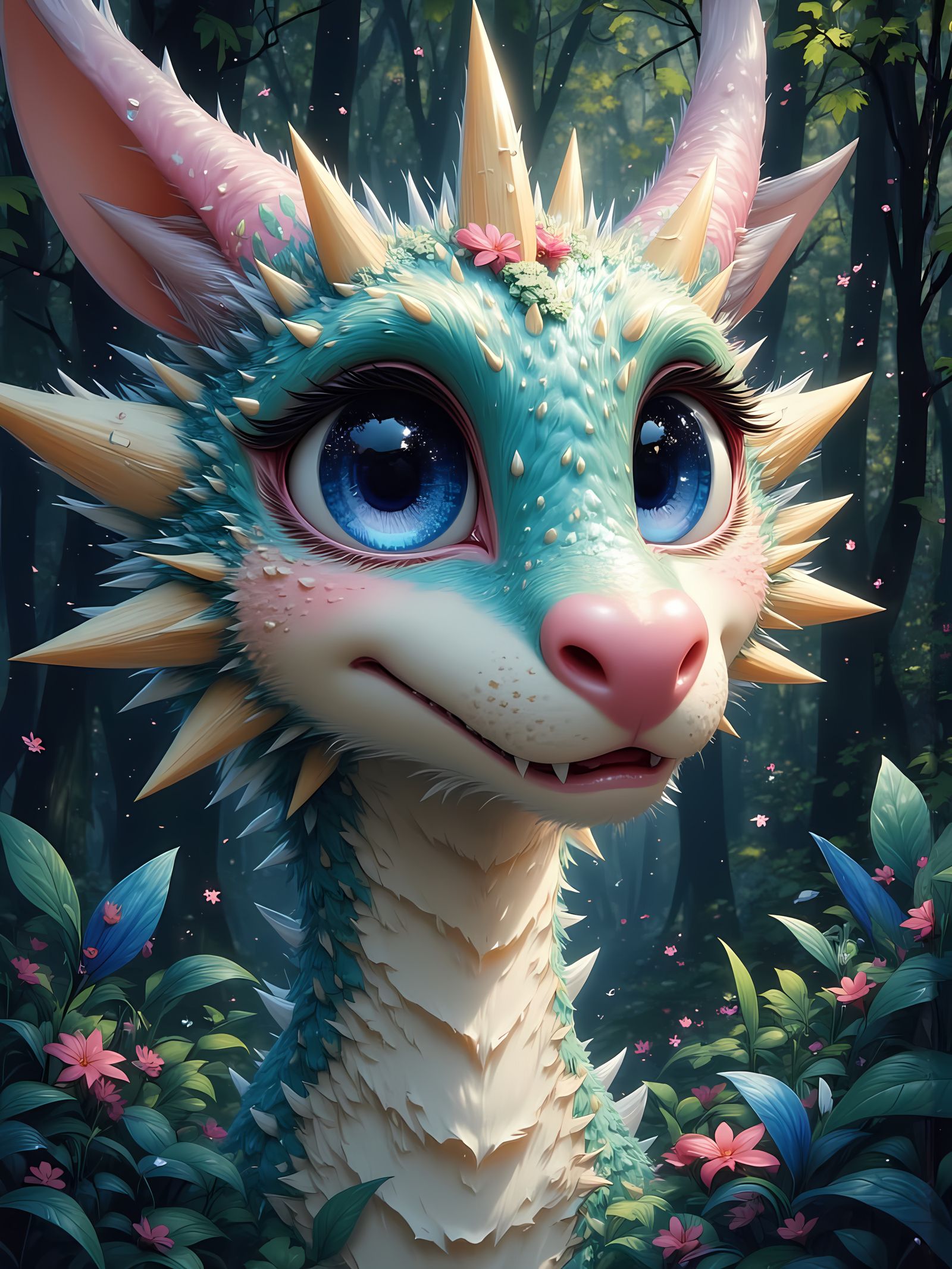 Surreal Dragon Portrait with Luminous Eyes