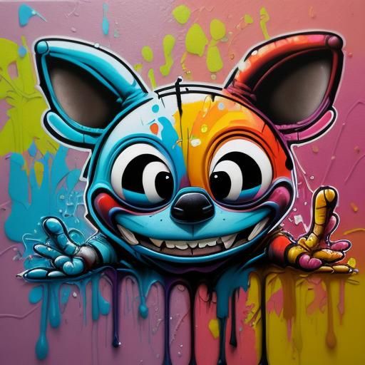 Stitch Graffiti Art in Splash Art Style