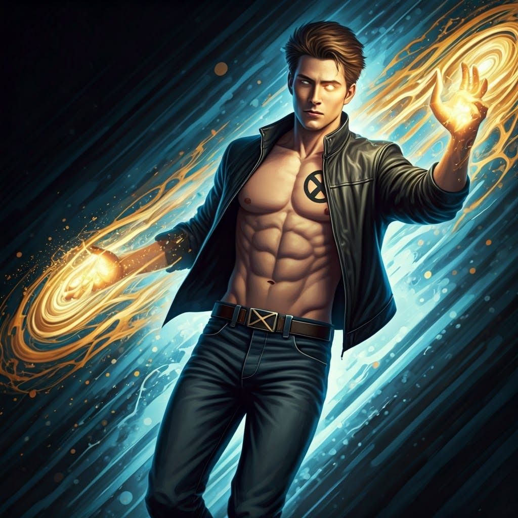 X-Men Mutant Nate Grey in Epic, High-Contrast Graffiti Style