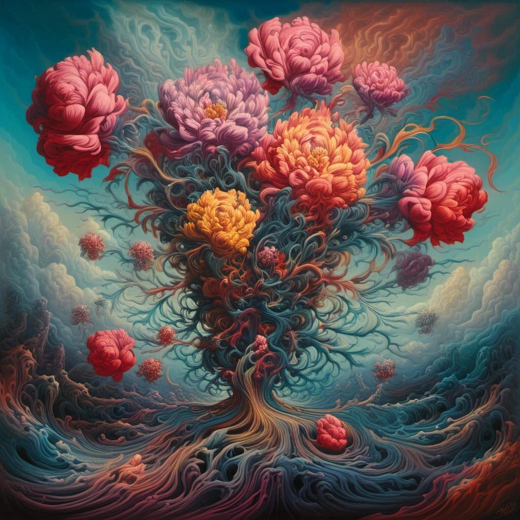 Surreal Landscape with Elastic Flora, Salvador Dali Style