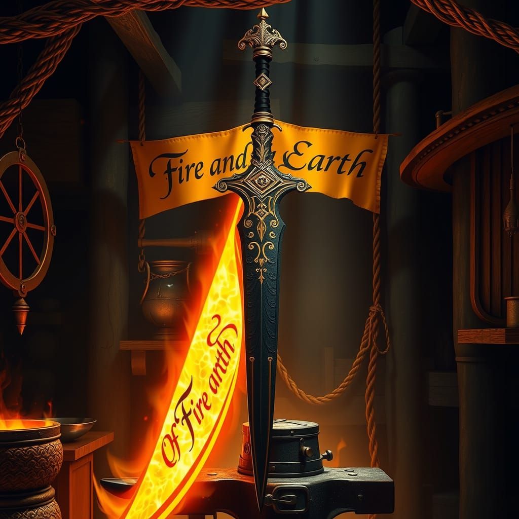 Sword of Elemental Balance, in Dark Fantasy Style