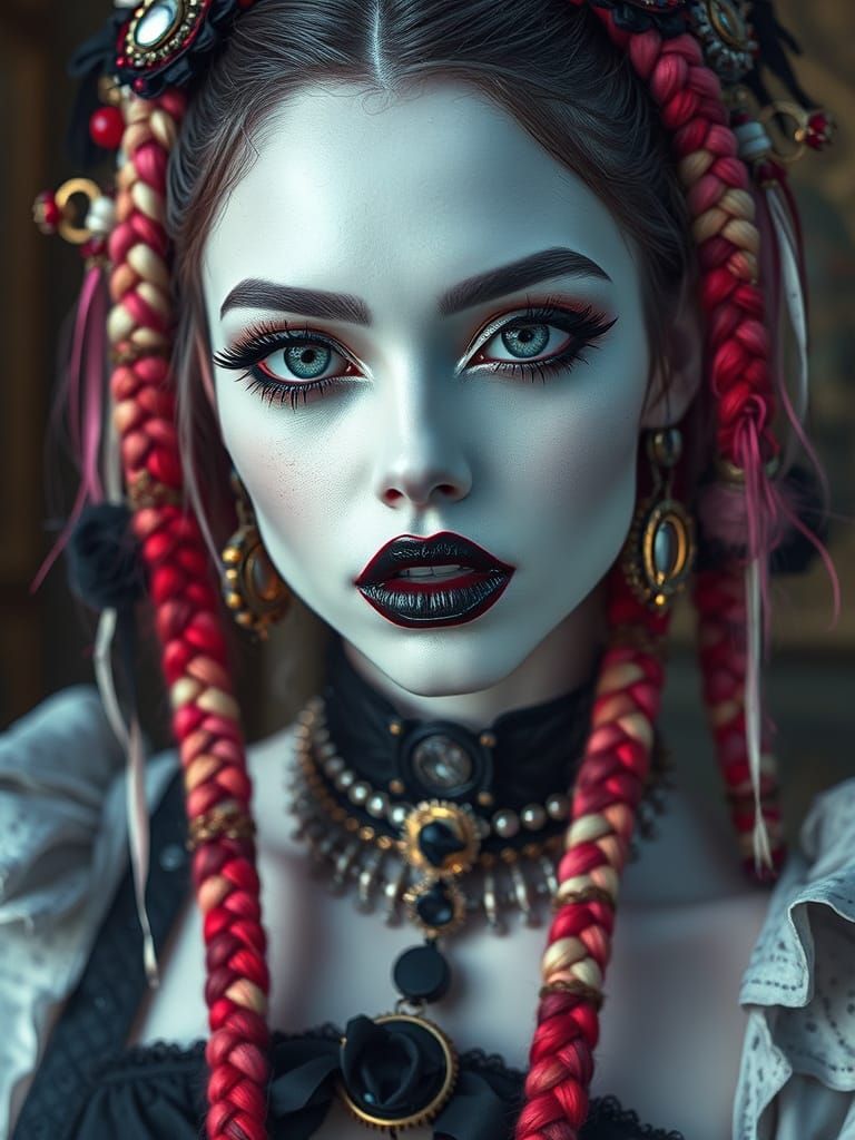 Gothpunk Woman with Steampunk Details in 3D