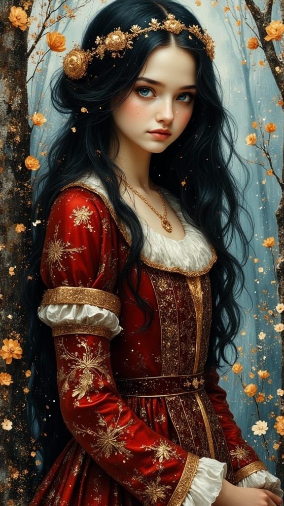 Ethereal Fairy Queen in Pre Raphaelite Oil Painting Style