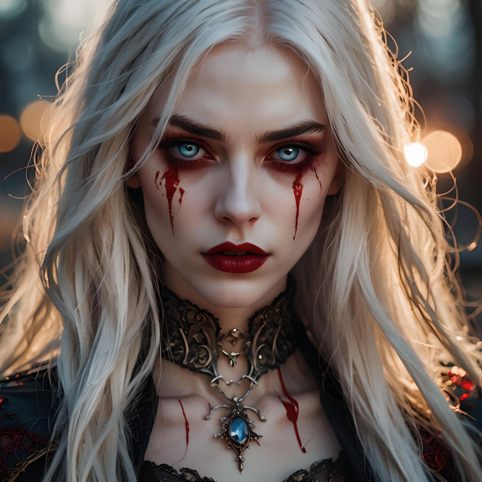 Beautiful Kawaii Vampire Portrait in Detailed Matte Painting