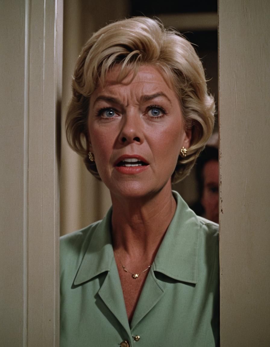 Doris Day Terrified, Cinematic Film Still
