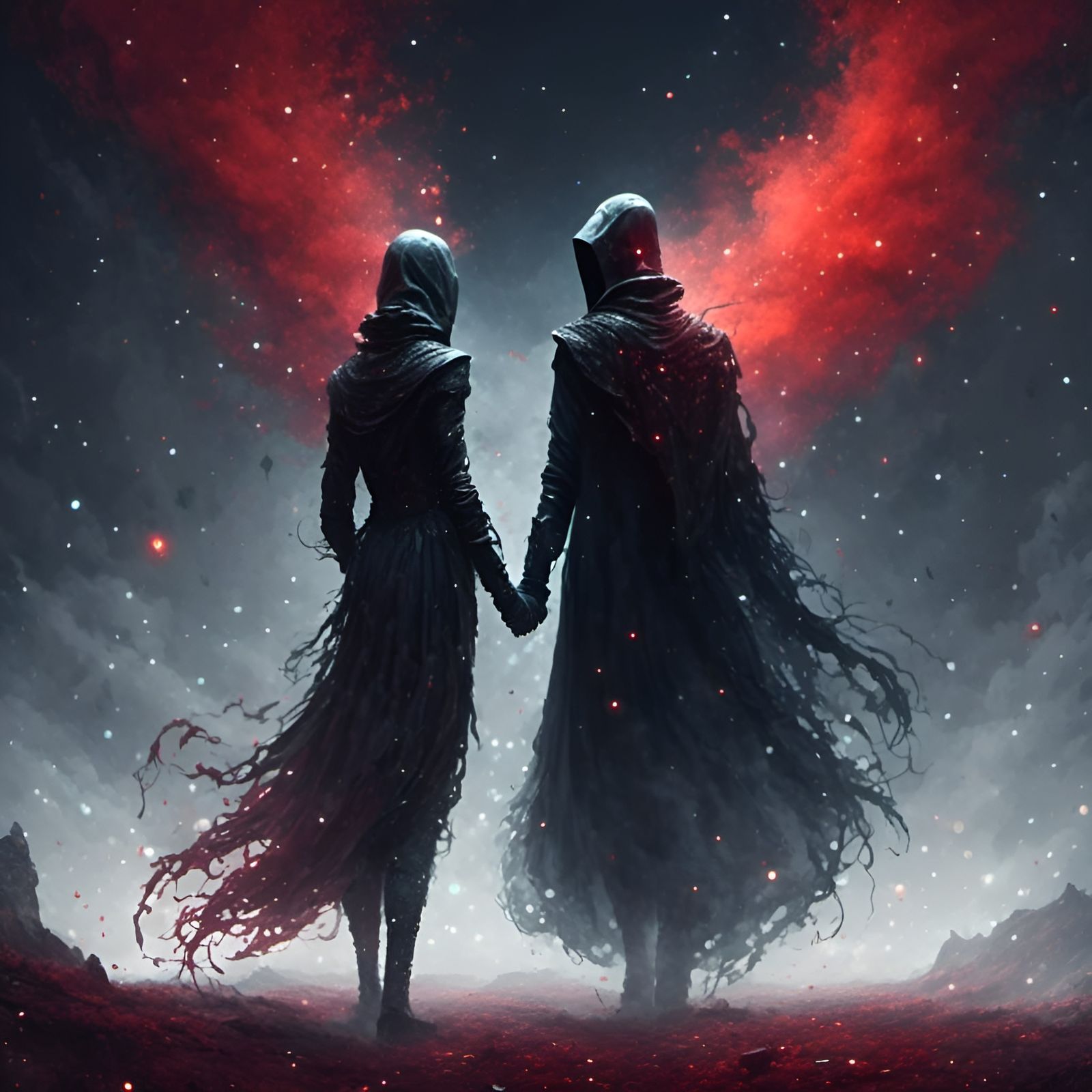 Empathy Connects Two Figures in Starry Scene