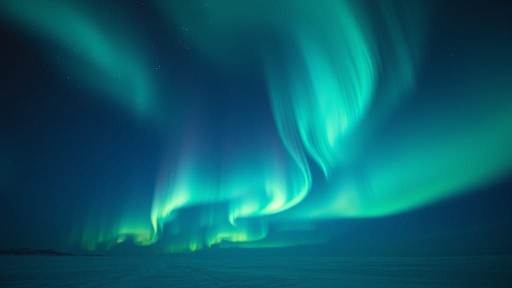 Surreal Aurora Dance in Cinematic Blues and Greens