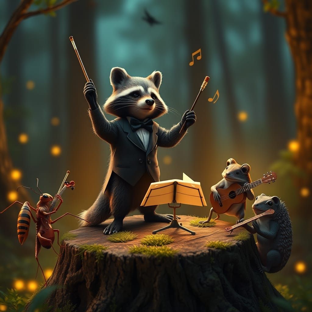 Whimsical Woodland Orchestra in Twilight
