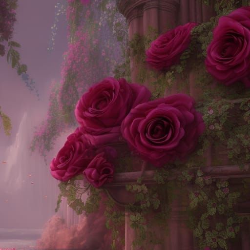 Fantastical Roses, Lace, and Curtains in Detailed Matte Pain...