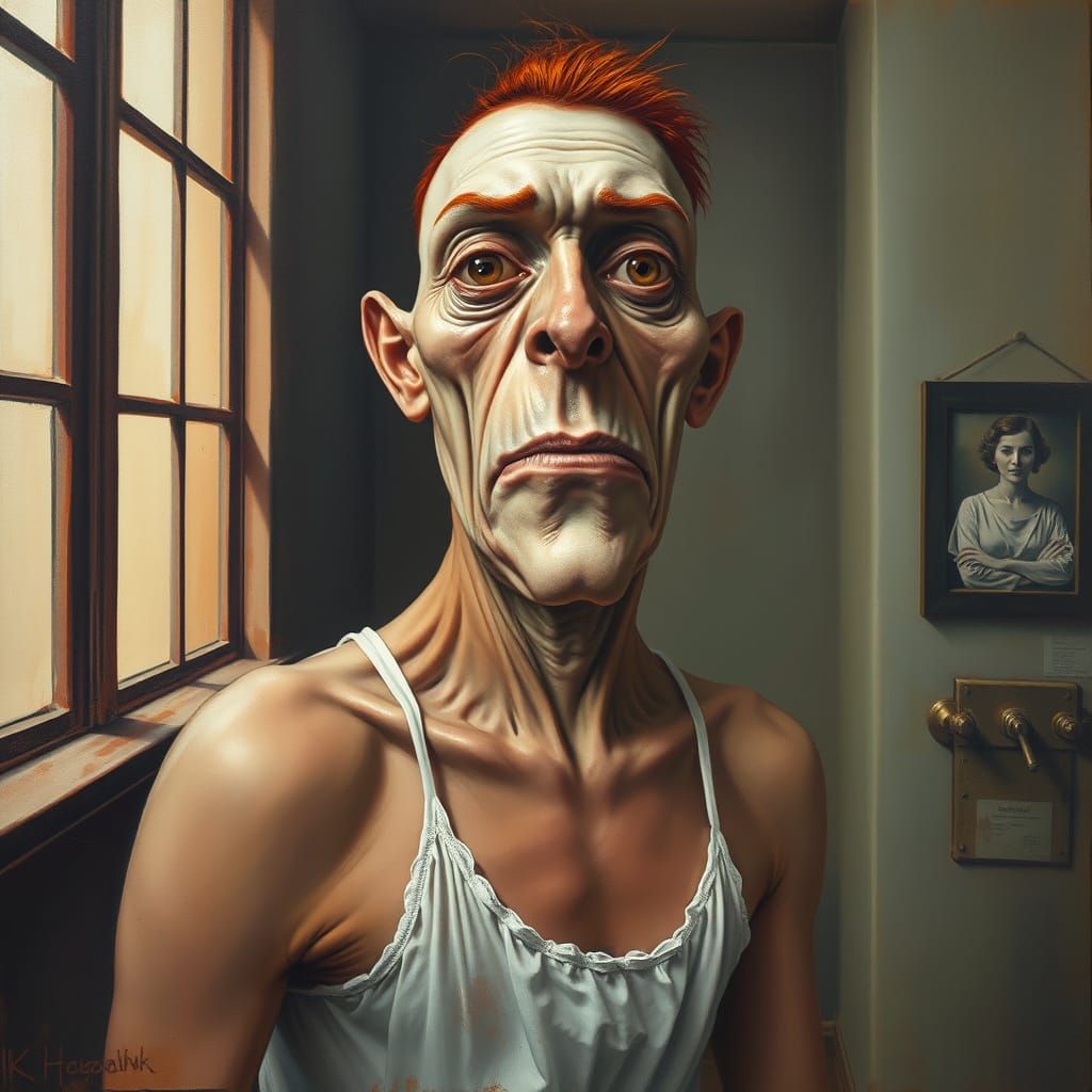 Surreal Portrait of a Redhead Man in Asylum Style