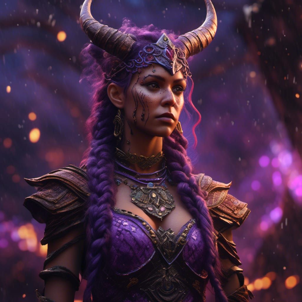 Purple Tiefling Princess in Detailed Fantasy Art