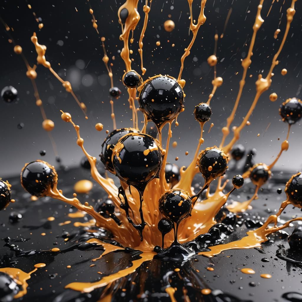 Hyper-Realistic Ink Splatter on Futuristic Surface