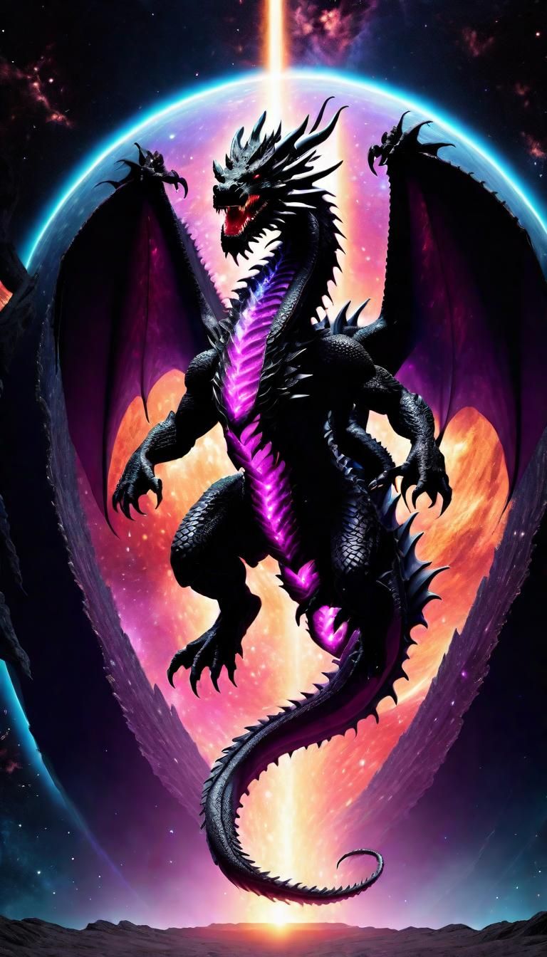 Black Dragon God Emerges From Space Portal