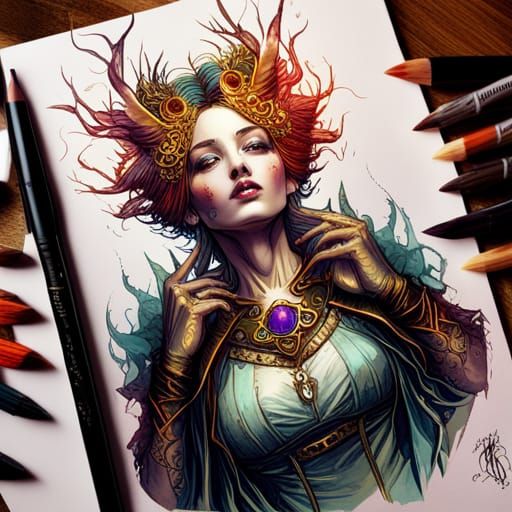 Steampunk Cybernetic Witch Queen Digital Art