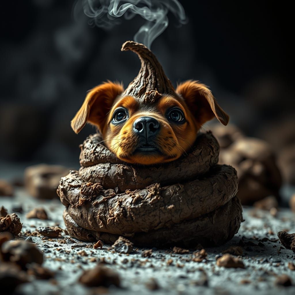 Hyperrealistic Steaming Dog Waste in Cinematic Style