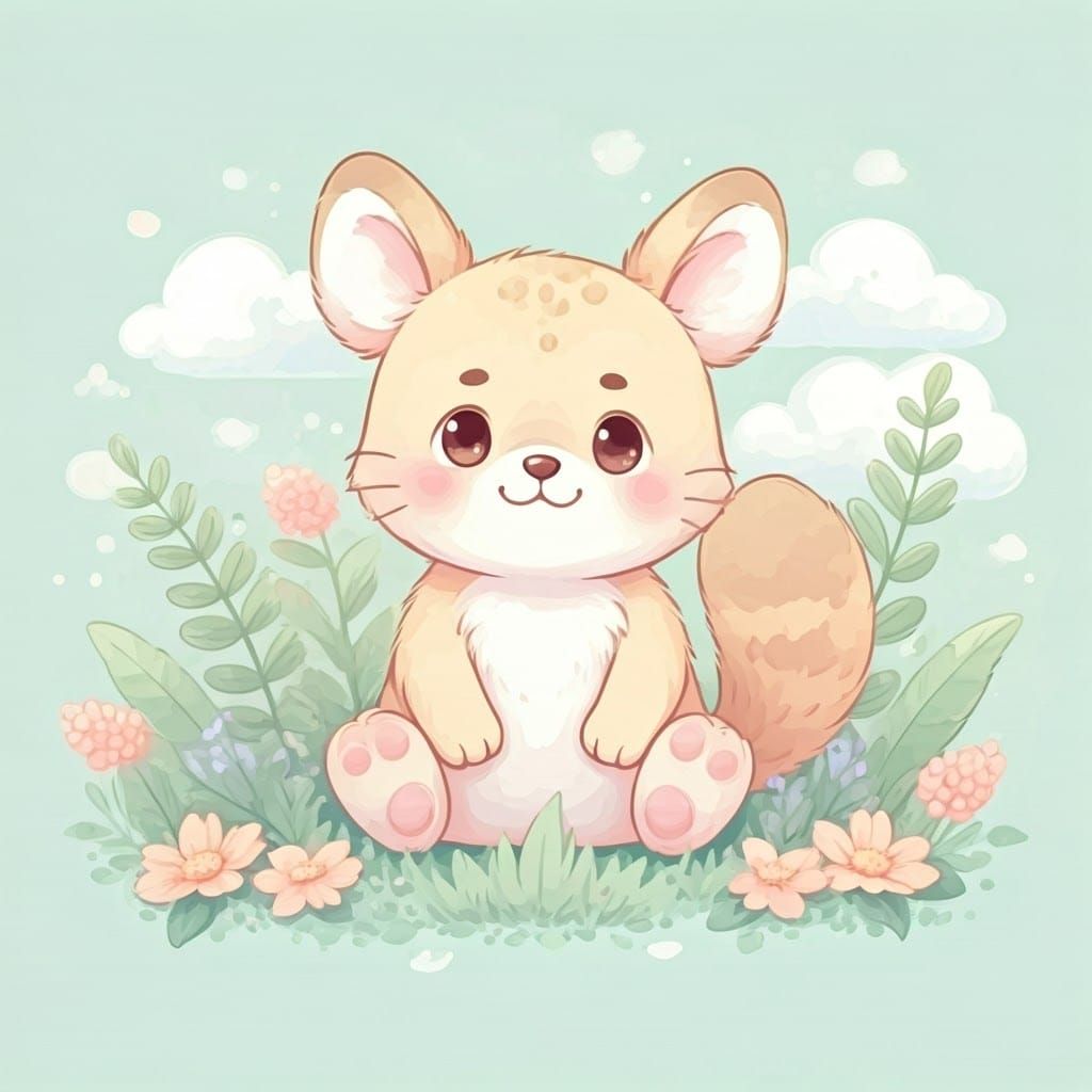 Pastel Kawaii Animals in Whimsical Sanrio Style