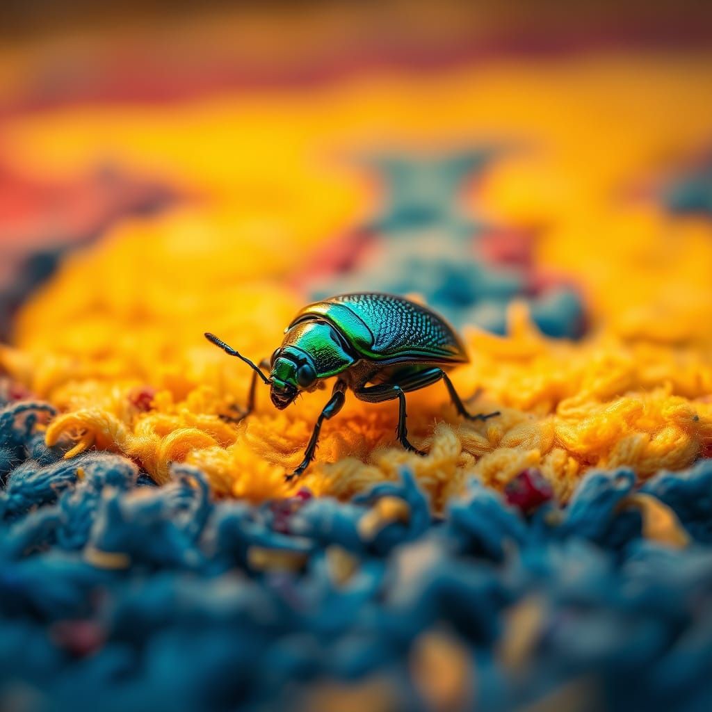 Intricate Bug on Plush Rug in Digital Art Style