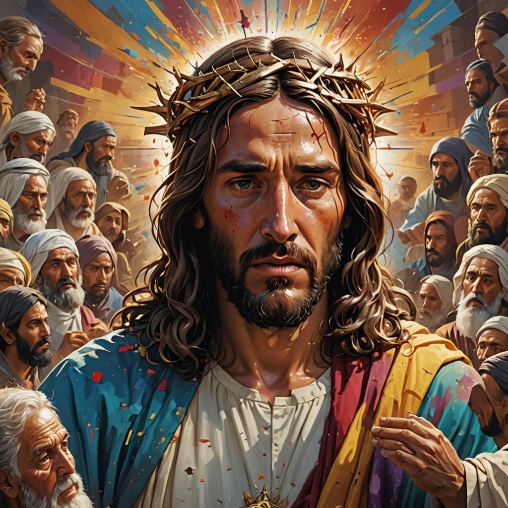 Jesus Confronts Religious Leaders: Hyperrealistic Concept Ar...