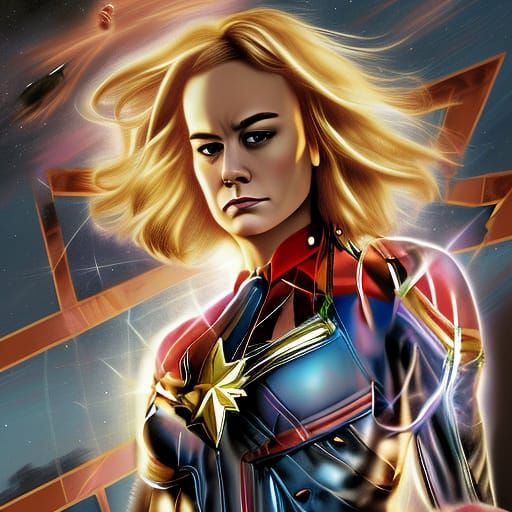Captain Marvel Comic Book Art Illustration