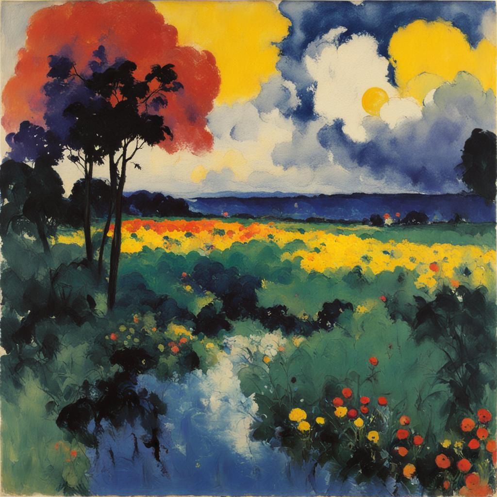 Expressionist Abstract Painting with Bold Colors