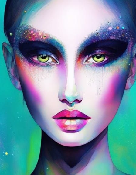 Radiant Portrait of a Beautiful Woman with Glitter