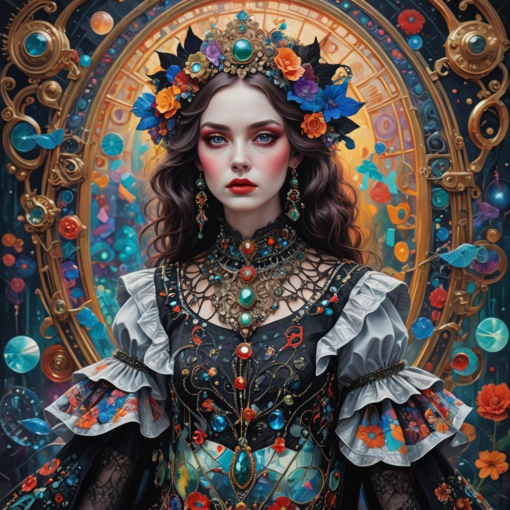 Psychedelic Portrait in Retropunk Style