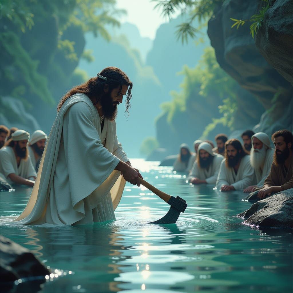 Elijah and the Floating Axe: Biblical Fantasy Art