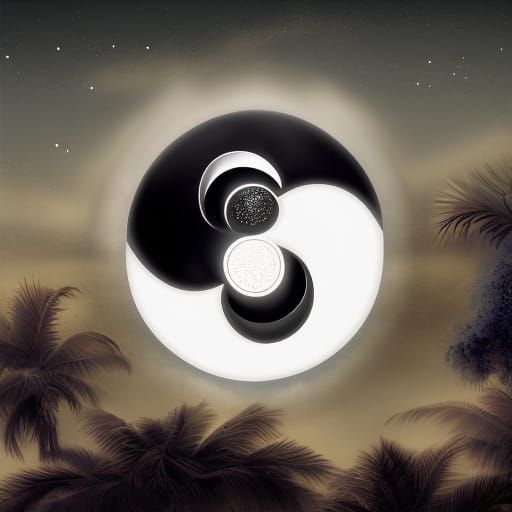 Yin Yang Sun Moon in Digital Matte Painting