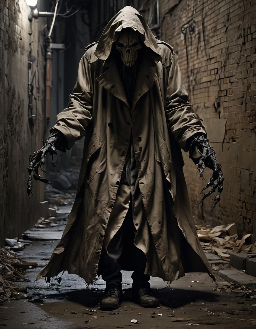 Surreal Creature in Alley at Night