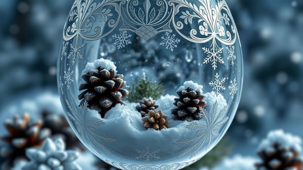 Medieval Crystal Goblet Winter Wonderland Scene