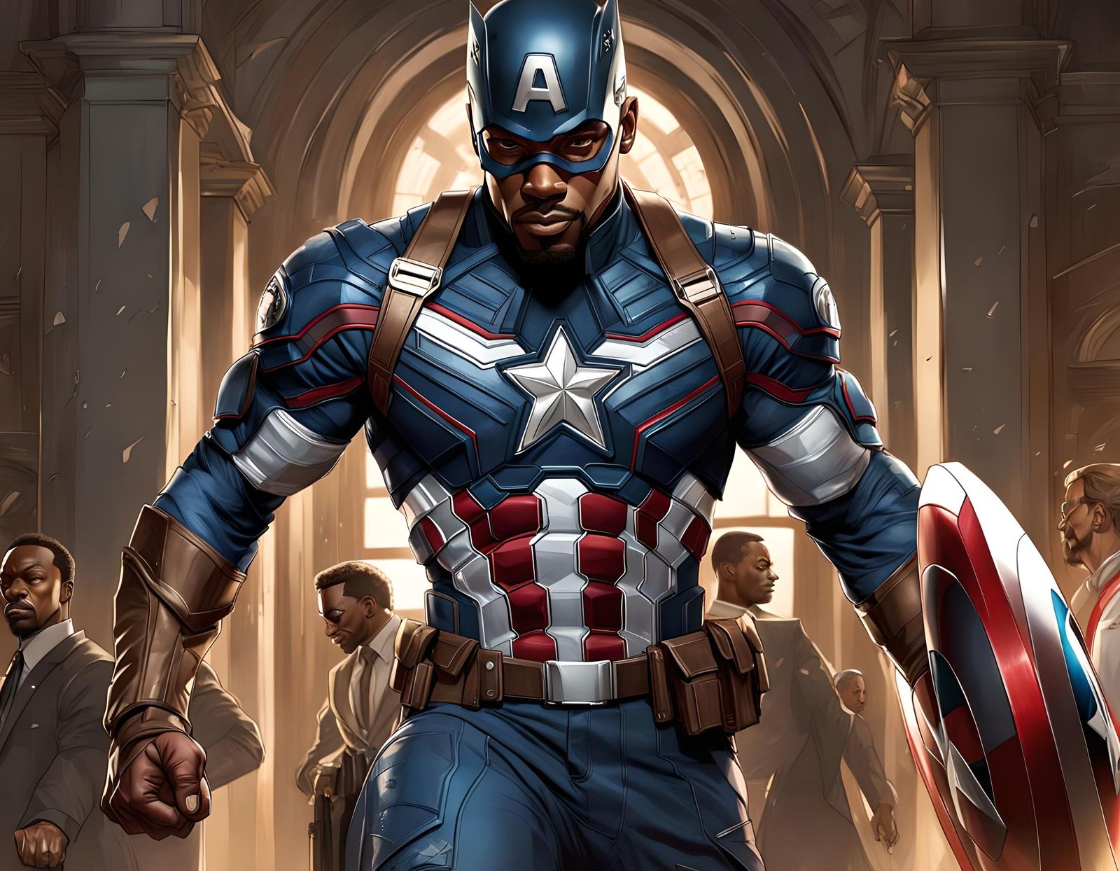 Anthony Mackie as Captain America: Hyperdetailed Portrait