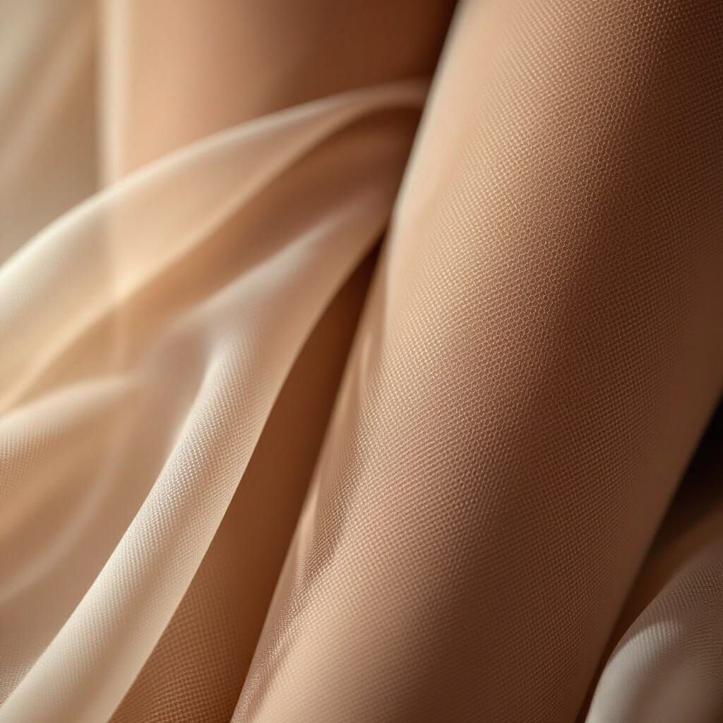 Close-Up Macro of Sheer Pantyhose Texture