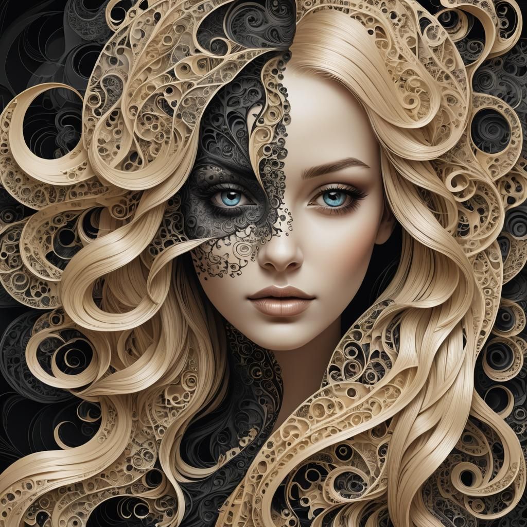 Two-Faced Woman with Contrasting Emotions