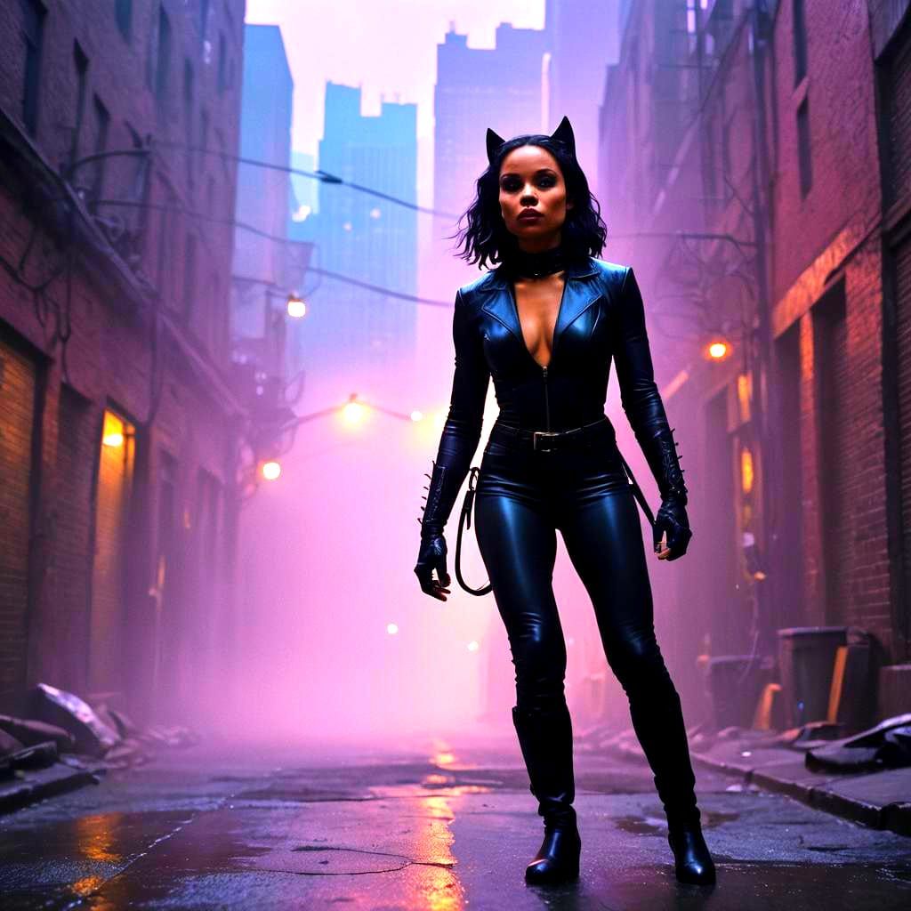 Zoe Kravitz as Catwoman in Gotham Alley