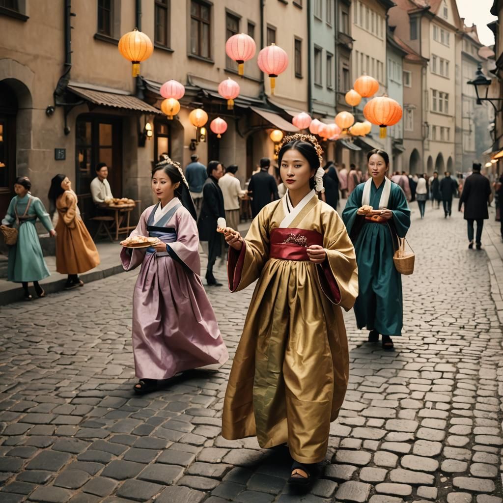 Korean Street Food in Prague with Lanterns